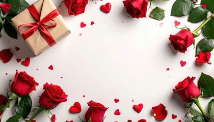 Romantic valentine’s day celebration home floral arrangement cozy atmosphere top view love and affection