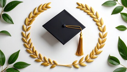 Graduation celebration campus event academic environment top-down view achievement and success