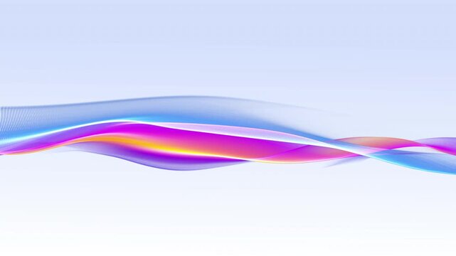 Seamless Loop of Colorful Wavy Lines Animation. Wave motion of blue and pink soft tones on white background. Abstract Technology and Wellness Video.