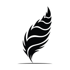 Black feather illustration with curved lines