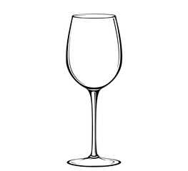 a line drawing of a wine glassblack, cup, illustration, profile, stem, white, wine, wine glass 