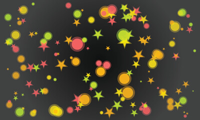Abstract stars and circles on dark background for creative designs