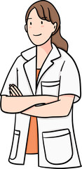 illustration of female doctor crossed arms pose