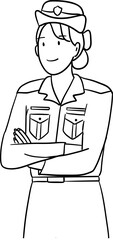 outline drawing of female police officer crossed arms pose