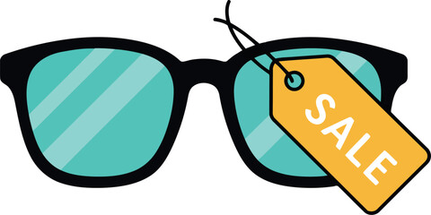 Stylish sunglasses with sale tag discount offer retail vector