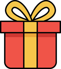 Festive red gift box with yellow ribbon celebration surprise vector