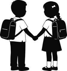 Black & White Silhouette School Vector Art