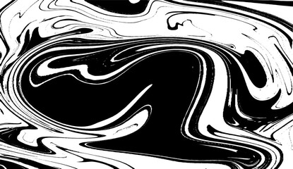Vector Black and White Marbled Abstract Background, Elegant Black Marble Ink Texture with Acrylic Painted Waves.