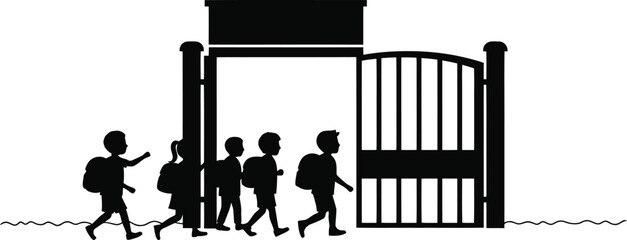 Black & White Silhouette School Vector Art