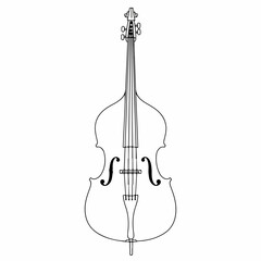 Fototapeta premium Minimalist Line Art Upright Bass Musical Instrument Illustration Drawing