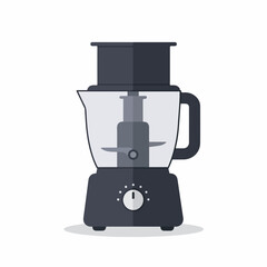 Flat Style Detailed Food Processor Kitchen Appliance Preparation Equipment Illustration