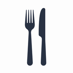 Minimalist Silhouette Fork and Knife Cutlery Dinner Utensil Elegant Symbol Icon