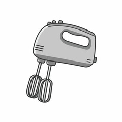 Simple Line Art Electric Handheld Mixer Kitchen Utensil Appliance Illustration