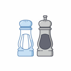 Outline Kitchen Salt and Pepper Condiment Simple Food Seasoning Illustration