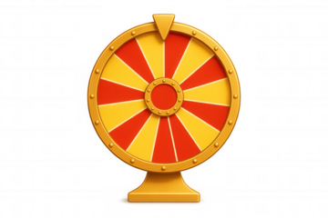 Prize wheel spinning, offering a chance for luck, gambling, and winning money on a transparent background