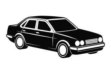 Sleek Black Sedan Car Illustration Side View of Automobile Vehicle Design Element