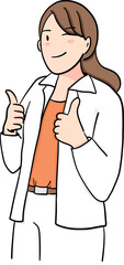 illustration of business woman in orange suit giving thumbs up gesture
