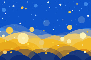 Fototapeta premium Winter night sky landscape with Christmas snow and stars