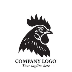 Obraz premium Head of Chicken Logo Symbol Black and White Illustration in Minimalist Modern Vector Design for Branding