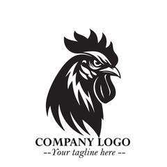 Head of Chicken Logo Symbol Black and White Illustration in Minimalist Modern Vector Design for Branding