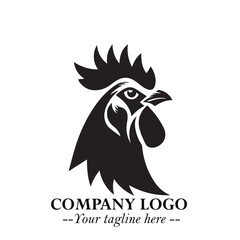 Fototapeta premium Head of Chicken Logo Symbol Black and White Illustration in Minimalist Modern Vector Design for Branding