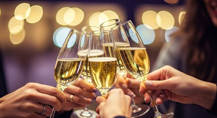 Friends Clinking Glasses Celebrating Special Moment Together