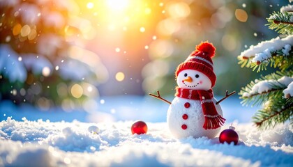 冬　クリスマスのイメージ　かわいい雪だるま