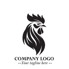 Head of Chicken Logo Symbol Black and White Illustration in Minimalist Modern Vector Design for Branding