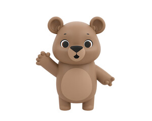 Fototapeta premium Charming Cartoon Bear Waving Hello, A Delightful and Playful Image Perfect for Children