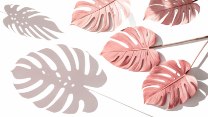 pinky tropical leaf on white background