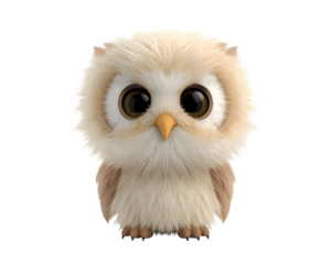 Charming Cartoon Owl Character with Soft Feathers and Captivating Eyes Standing Isolated