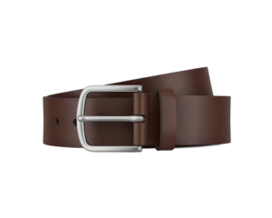Classic Brown Leather Belt with Silver Buckle, an Elegant Accessory for Fashionable Wardrobes