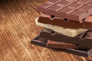 chopped tasty sweet chocolate pieces dessert