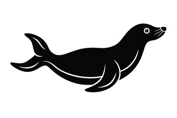 swimming seal silhouette vector icon