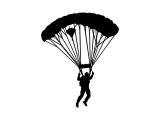 paraglider silhouette on white background 