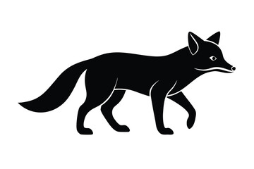 walking fox silhouette vector icon