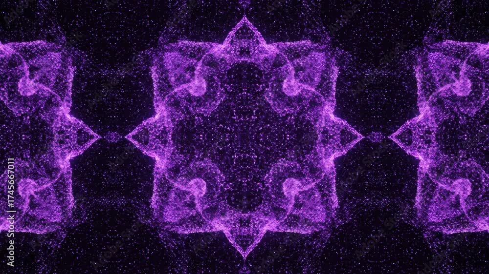 Wall mural glowing purple glitter forms intricate geometric patterns that shift and pulsate in a captivating se