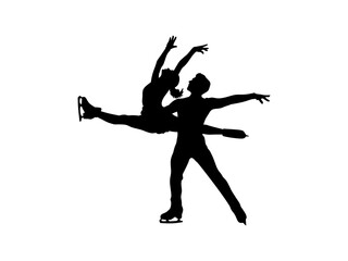 silhouette of a man and a woman doing ice skating dance
