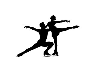 silhouette of a man and a woman doing ice skating dance
