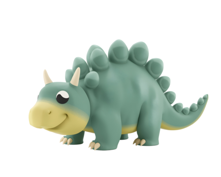 Cute Stegosaurus Dinosaur Character on a Seamless Backdrop for Children's Illustration