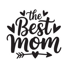 Naklejka premium A black and white graphic featuring the phrase 'the Best Mom' in decorative lettering.