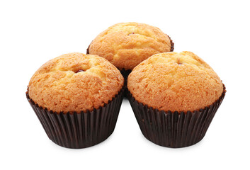 Tasty muffins isolated on white. Homemade dessert