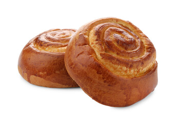 Tasty roll buns isolated on white. Homemade pastry