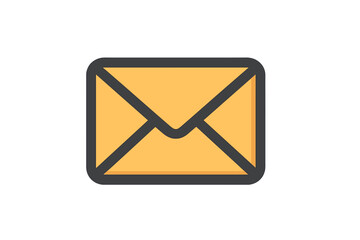 Mail icon in trendy filled line style. Envelope symbol for web, logo, app, and UI design. Vector illustration of a message or email graphic. Communication concept isolated.