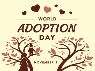 Celebrating World Adoption Day A Heartwarming Image with Trees Hearts and the Date November 9th