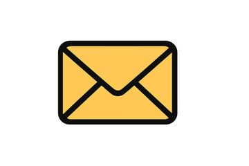 Mail envelope icon vector. Filled outline style for web, app, UI design. Communication symbol for new message notification. Contact us button. Email marketing graphic element.