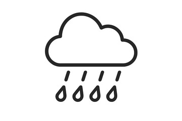 Rain icon vector. Weather symbol in trendy flat line style for web, logo, app, UI design. Meteorology forecast concept. Drizzle, downpour, precipitation graphic element.