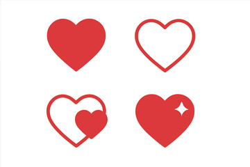 Set of home icons with modern filled and outline heart symbols, house and love concept, trend design for app, UI, logo, web, isolated vector illustration