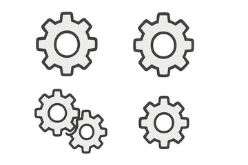 Setting icon with trendy filled line style for web, logo, app, UI design. Vector illustration isolated on white background. Gear symbol for configuration, technology, and system settings.