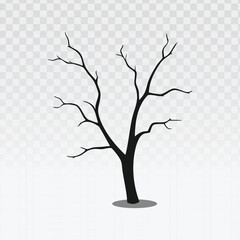 Bare tree silhouette vector with leafless branches and a simple trunk. Ideal for Halloween themes, winter scenes, spooky backgrounds, minimalist nature designs, and seasonal digital illustrations.